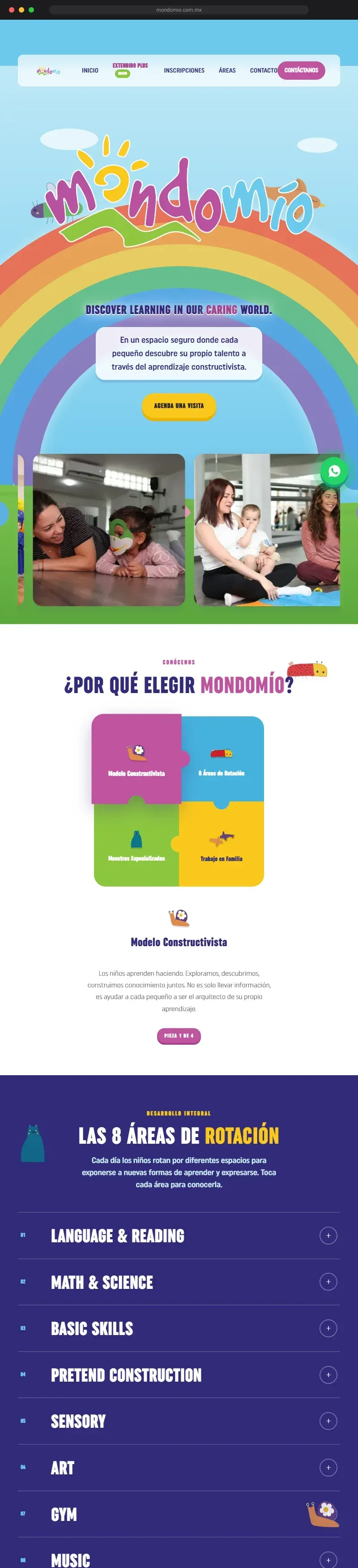 Sitio web para Mondomío, kínder constructivista en San Pedro Garza García